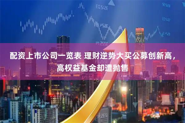 配资上市公司一览表 理财逆势大买公募创新高,高权益基金却遭抛售